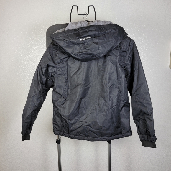 Kasyjie Boys Winter Jacket Size 8 Black Hooded Lined Warm - Picture 2 of 6